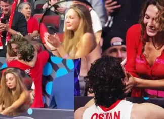 Ebru Şahin galibiyet sonrası eşi Cedi Osman’a sarılarak ağladı