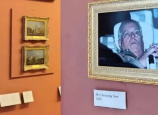 Gözaltındaki Andrew Louvre duvarında